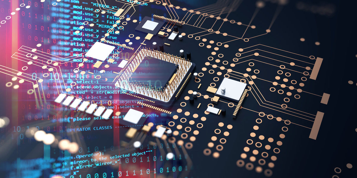 3d rendering of futuristic blue circuit board